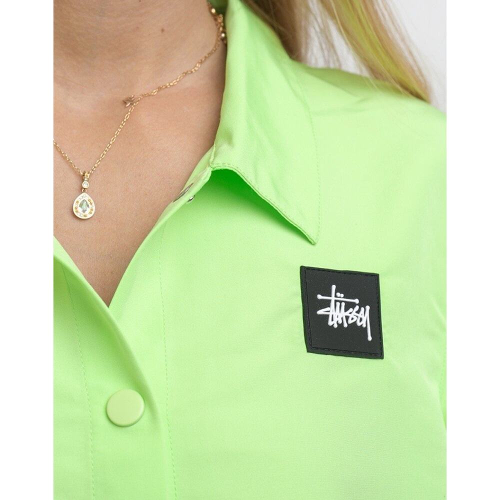 Stussy Nomi House Dress Light Neon Green Stussy Logo Snap Closure Size Small - Picture 4 of 10